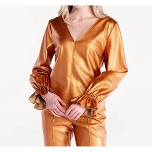 Elegant Gold V-Neck Blouse